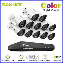 SANNCE 1080P 16CH CCTV Camera System Full Color Night Vision 3500K Warm Light