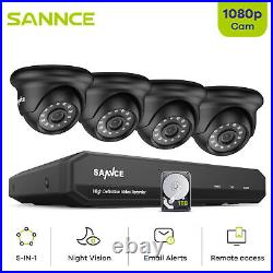 SANNCE 1080P CCTV Camera System H. 264+ 4CH DVR Night Vision Outdoor Security Kit
