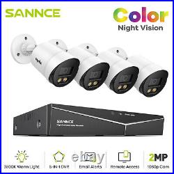 SANNCE 1080P Colorvu CCTV Camera System Outdoor Security Full Kit Night Vision