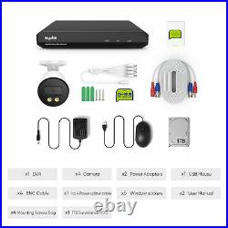 SANNCE 1080P Full Color CCTV Camera System 8CH 5MP Lite DVR Home Security Kit 1T
