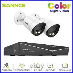 SANNCE 1080P Full Color Night Vision CCTV Camera System 2MP 4CH DVR Security Kit
