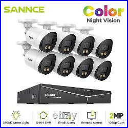 SANNCE 1080p CCTV Camera System 5MP Lite 8CH DVR Color Night Vision Security Kit