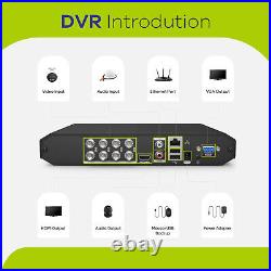SANNCE 1080p CCTV Security System 8CH 5MP Lite DVR Color Night Vision Camera Kit