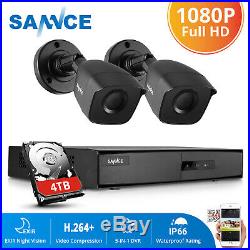 SANNCE 3000TVL CCTV Camera Remote Email Alert 4CH DVR Home Security Kit IR Cut