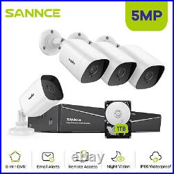 SANNCE 5MP CCTV Camera System 8CH H. 264+ 5IN1 DVR Security Night Vision IP66 Kit