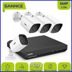 SANNCE 5MP CCTV Camera System Audio Record 8CH H. 264+ DVR 100ft Night Vision Kit