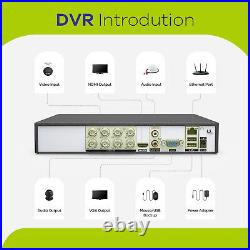 SANNCE 5MP CCTV Security System Camera 8CH H. 264+ DVR Outdoor Night Vision Kit