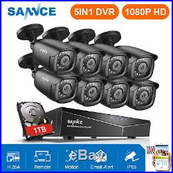 SANNCE 8CH Channel CCTV DVR Outdoor IR Cut Camera Security 1080P System Kit 1TB