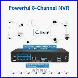 SANNCE 8CH NVR 5MP Audio IP CCTV Network Camera Home Surveillance POE System Kit