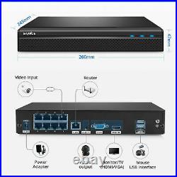 SANNCE CCTV 1080P POE System 8CH H. 264+NVR Surveillance Audio Camera Kit IP66 1T