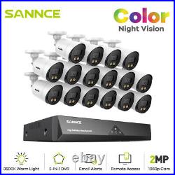 SANNCE Color Night Vision Kit 1080p Security Camera CCTV System 16CH DVR Outdoor