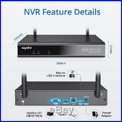 SANNCE WLAN Wireless Wifi 8CH NVR 1080P CCTV Camera System Security Kit IP66 IR