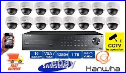 Samsung 16 Dome CCTV Cameras Outdoor Night Vision Security Kit HD Recorder Home