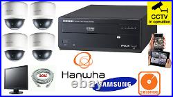 Samsung 4 Channel CCTV Dome Camera Kit Night Vision HD Recording Security Networ