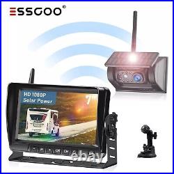 Solar Power Wireless Rear View Reverse 1080P Camera 7 Monitor Kit For Truck Bus