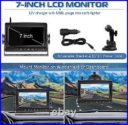 Solar Power Wireless Rear View Reverse 1080P Camera 7 Monitor Kit For Truck Bus