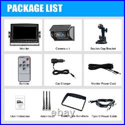 Solar Power Wireless Rear View Reverse 1080P Camera 7 Monitor Kit For Truck Bus