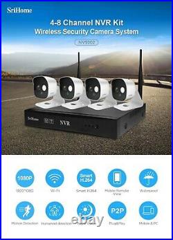 Srihome NVS002 2MP 1080P 8CH Wireless IP Camera NVR Kit
