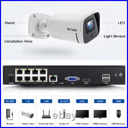 TOGUARD 8CH 5MP PoE Home Security Camera System Outdoor IP CCTV NVR Kit 3TB HDD