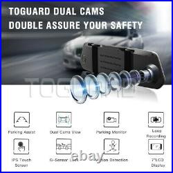 TOGUARD Mirror Dash Cam 1080P 7 IPS Touchscreen Front View Dual Lens Car Camera