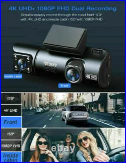 TOGUARD WIFI GPS 4K Uber Dash Cam Dual Lens Front Inside Camera IR Night Vision