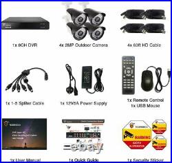 TigerSecu Full HD 1080P 1TB 8 Channel DVR+4x HD Camera Home CCTV System Kit UK