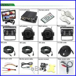Truck DVR Video Recorder Kit 7 Car Monitor Display 4 Night Vision Backup Camera