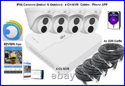 Uniview 4 Channel NVR 2MP HD NVR301-& 4 x 2MP 2.8mm Turret IP Cameras CCTV KIT