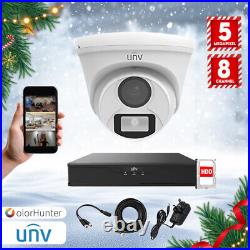 Uniview CCTV Kit UK 5MP 8CH DVR HD Turret Night Vision 2.8mm Lens