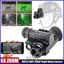 WIFI 6X Zoom Night Vision Goggle Monocular 1080P Ballistic FAST Helmet NIJ IIIA