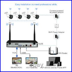 WLAN Wireless Wifi 1080P CCTV Camera System IP Security NVR Kit IP66 IR 1TB HDD