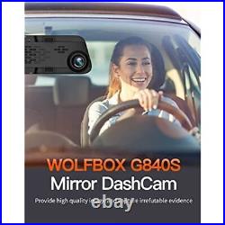 WOLFBOX Dash Camera G840S 12 4K Mirror Front and Rear Cam Hardwire Kit 32GB SD