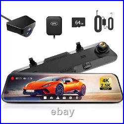 WOLFBOX G900 Mirror Dash Cam 4K+2.5K Front and Rear Cam Camera 32GB Hardwire Kit
