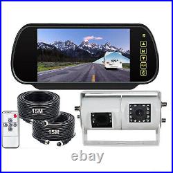 White 4Pin Joint Reversing Rear View Camera 7 Mirror Monitor Kit 12-24v Caravan