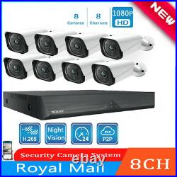 Wired CCTV Kit Security System FHD 1080P 8CH NVR Home Outdoor Email Alert Camera