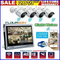 Wireless 1080P8CH CCTV Night Vision Home Security Camera Kit with 12 LCD Monitor
