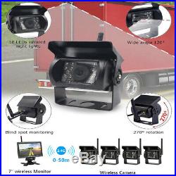 Wireless 7 Monitor Car Rear View System Backup Reverse Camera Night Vision Kit