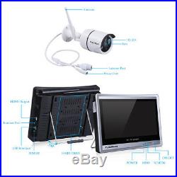 Wireless CCTV 4CH 1080P Night Vision Outdoor DVR Security System Kit LCD Monitor