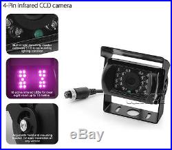 Wireless IR CCD Reversing Camera 4Pin + 7 Monitor Caravan Rear View Kit 24V 12V