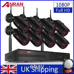 Wireless Outdoor Home Security Camera System CCTV Kit 8CH NVR 2TB Hard Drive P2P