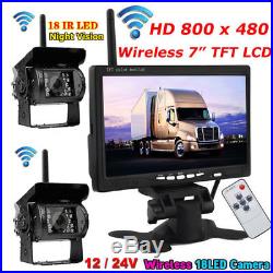 Wireless Reversing Rear View Camera×2 Kit + 12V-24V 7 TFT LCD Vehicle Monitor