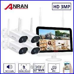 Wireless Wifi 1296P CCTV Kit 8CH 12''Monitor Home Security Camera System Outdoor