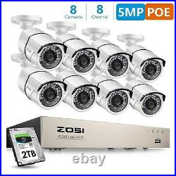 ZOSI 2TB 5MP IP POE CCTV Camera HD 8CH NVR CCTV Home Security System Kit Outdoor