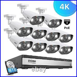 ZOSI 4K 8MP POE CCTV System Security Camera Kit Color Night Vision 2-Way Audio