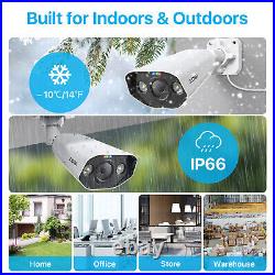 ZOSI 4K 8MP POE CCTV System Security Camera Kit Color Night Vision 2-Way Audio