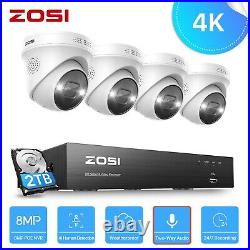 ZOSI 4K 8MP PoE CCTV Camera System NVR Security Kit Outdoor ColorVu 2Way Audio