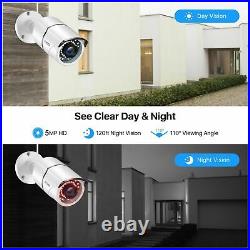 ZOSI 5MP POE CCTV Security Camera System Kit Outdoor Night Vision Motion Detect