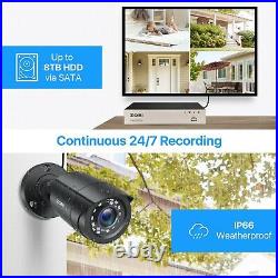 ZOSI 8CH 1080P DVR 6x CCTV Camera Home Security System Kit Outdoor Night Vision