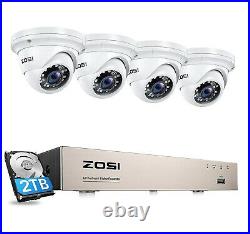 ZOSI 8CH 5MP NVR CCTV Dome POE Security IP Camera System Kit IP66 Night Vision