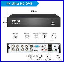 ZOSI 8MP CCTV 4K UHD DVR 8CH System Outdoor VIVID HD Camera Security Kit IP67 2T